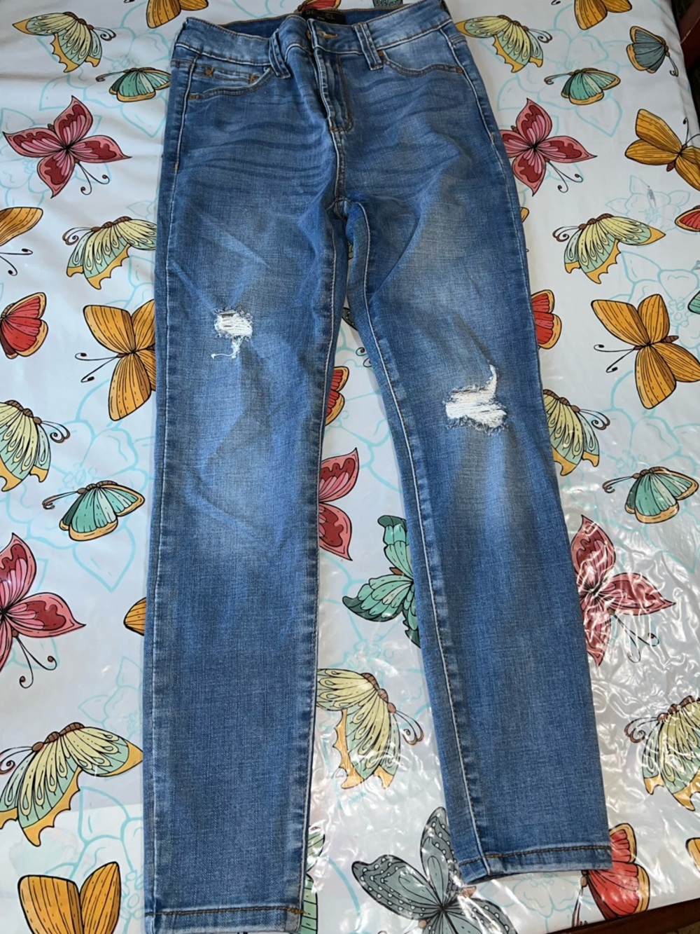 RACHEL Rachel Roy Distressed Blue Skinny Jeans